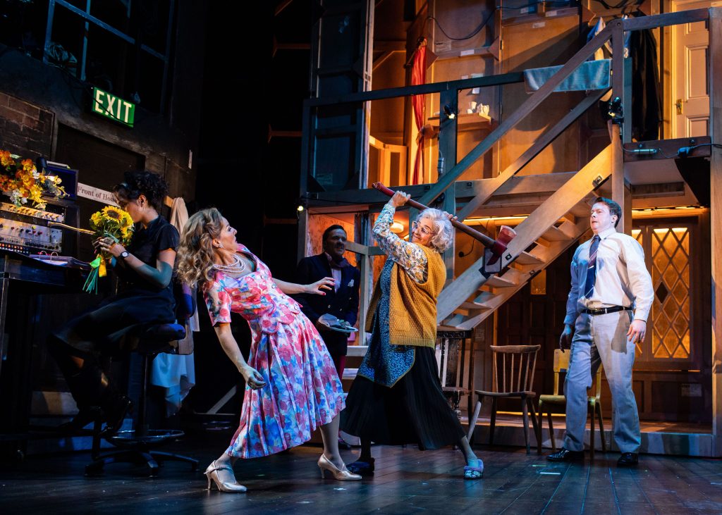 The relationships of the cast disintegrate. Photo: The cast of Noises Off at the Garrick Theatre. Photo: Helen Maybanks